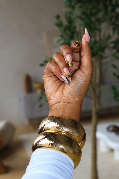 Golden Textured Cuff Bangle