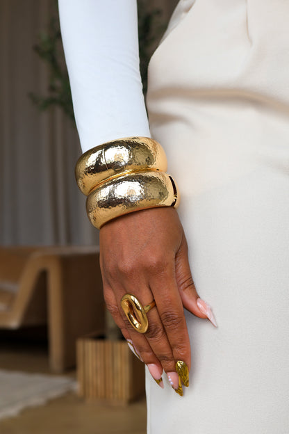 Golden Textured Cuff Bangle